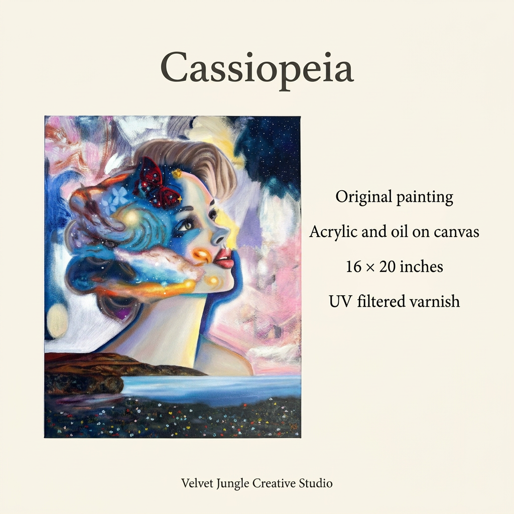 Cassiopeia original painting details card