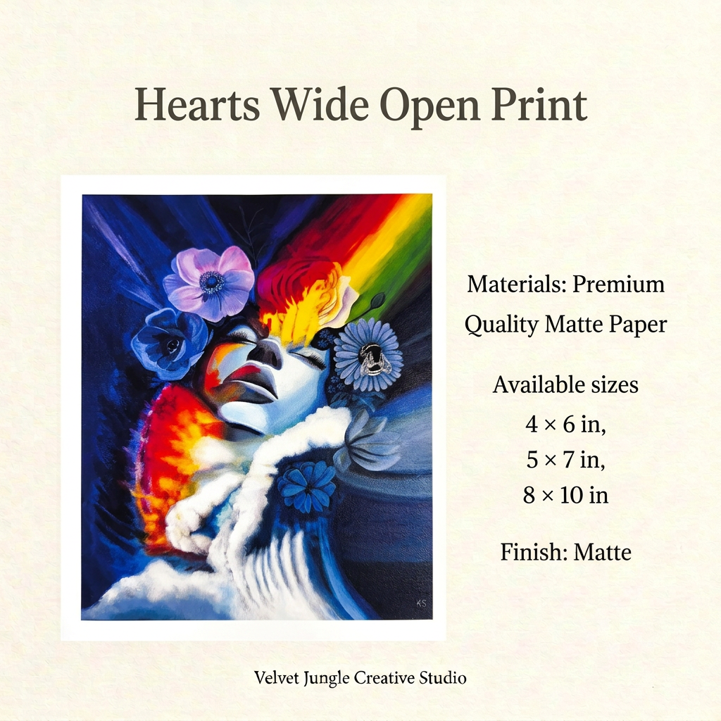 Hearts Wide Open print details card