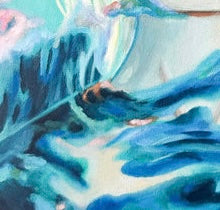 A close up of painted water or clouds. Blue and turquoise.