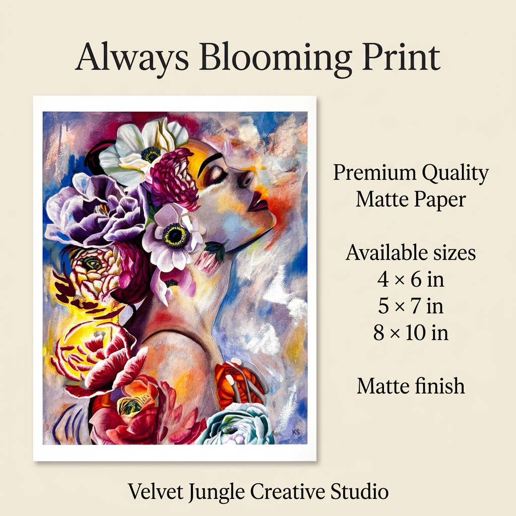 Always Blooming print details card