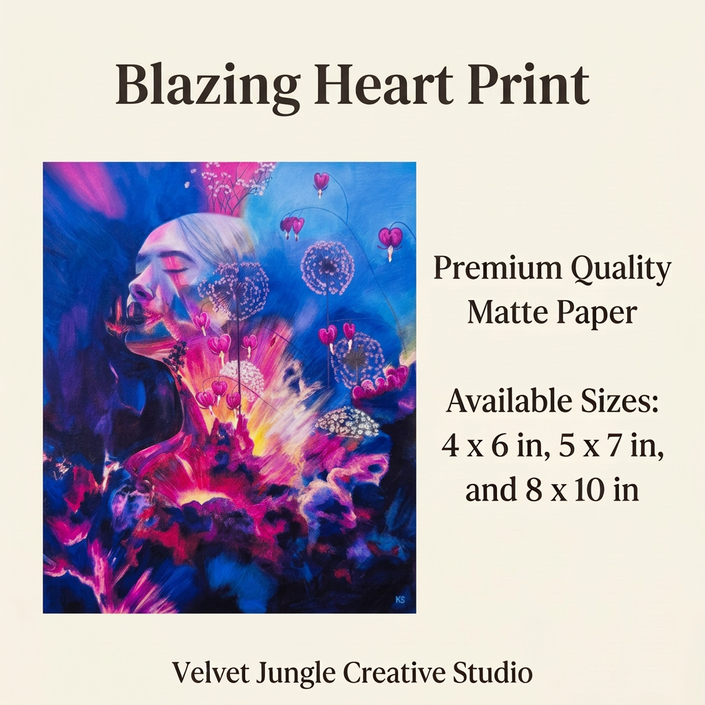 Blazing Heart Print details card in the approved layout