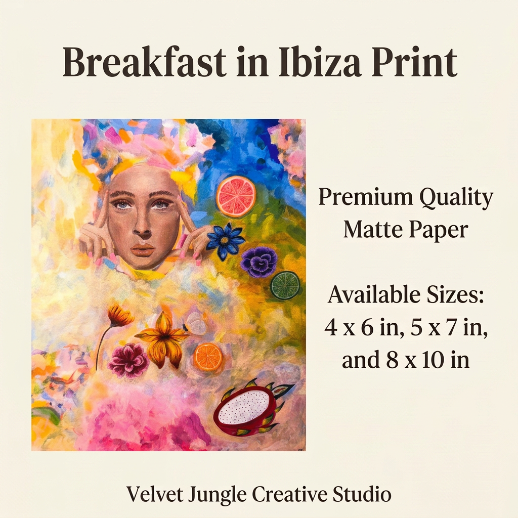 Breakfast in Ibiza print details card