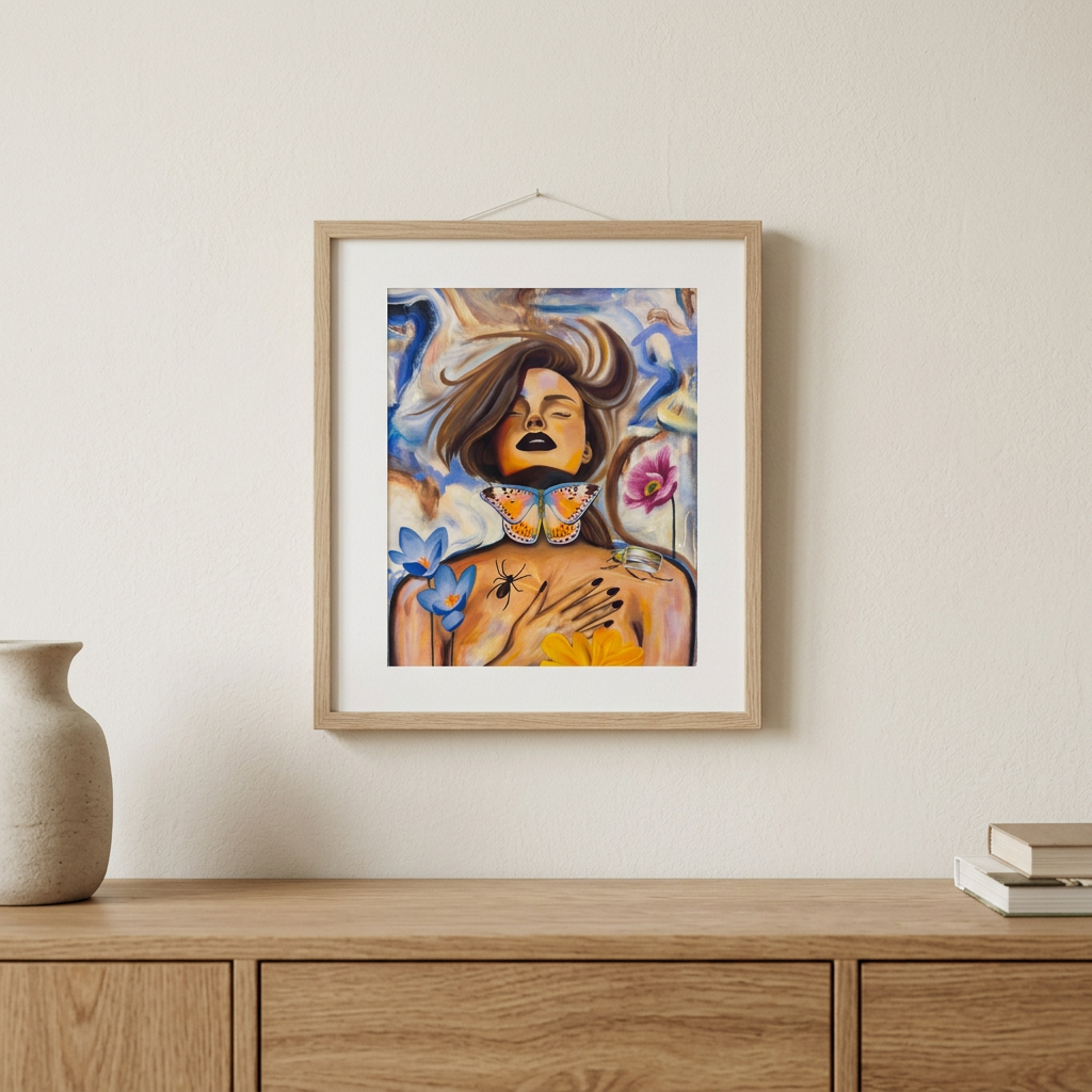 Close-up room mockup of Exhale Print