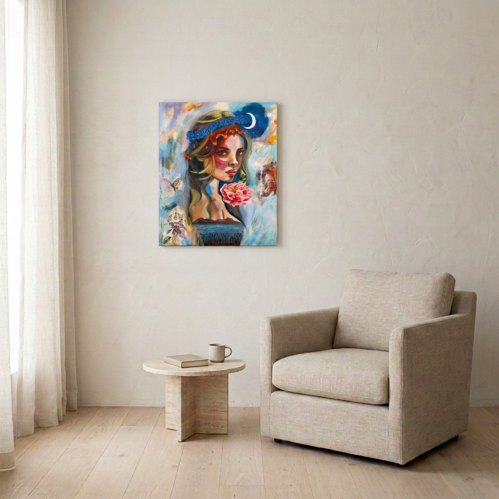 Temper room mockup with a smaller canvas