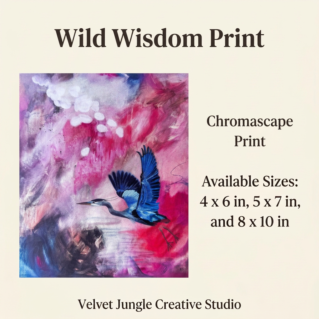 Wild Wisdom Print details card with complete artwork and available sizes